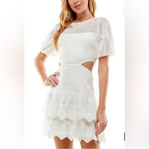 City Studio White Eyelet Cutout Mini Dress